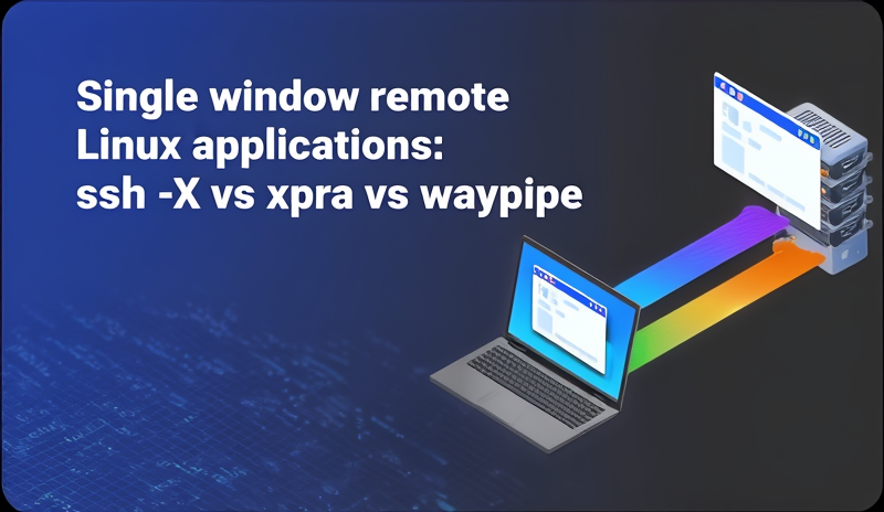 Featured image for Single window remote Linux applications: ssh -X vs xpra vs waypipe